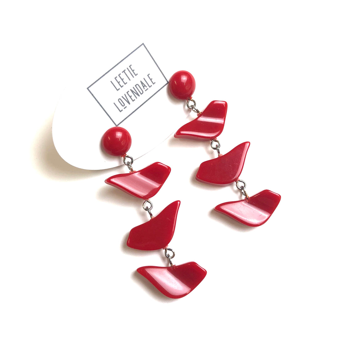 Cherry Red Love Bird Statement Earrings