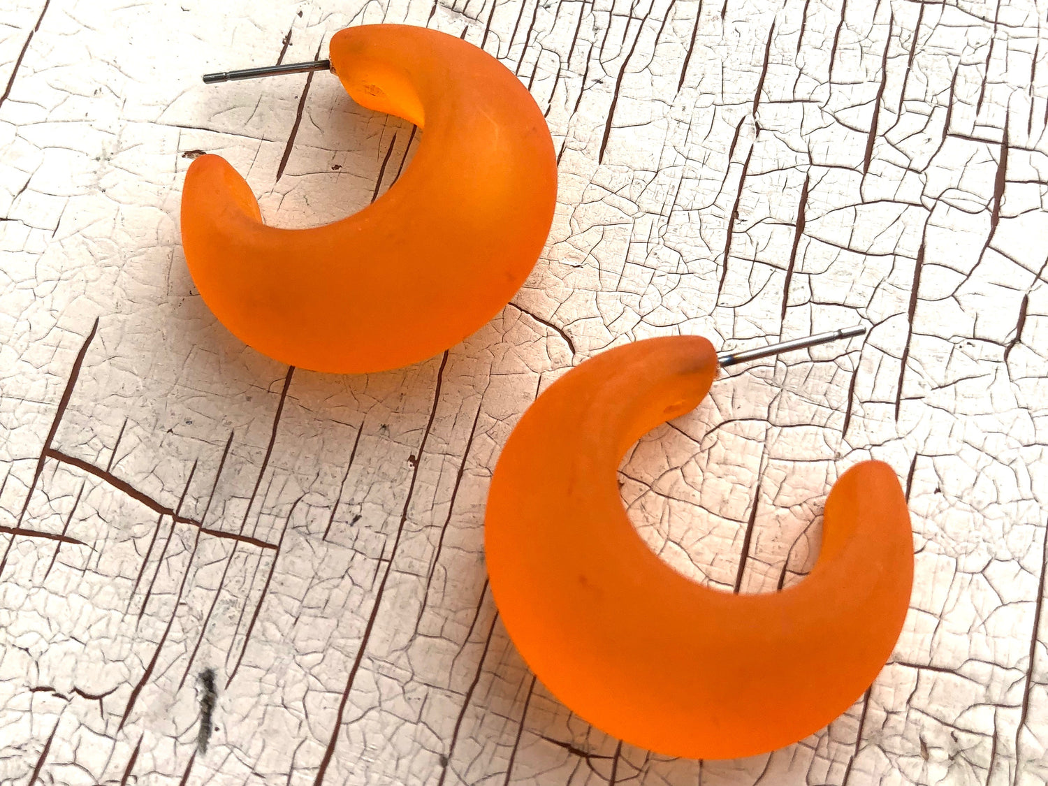 orange minimalist hoops