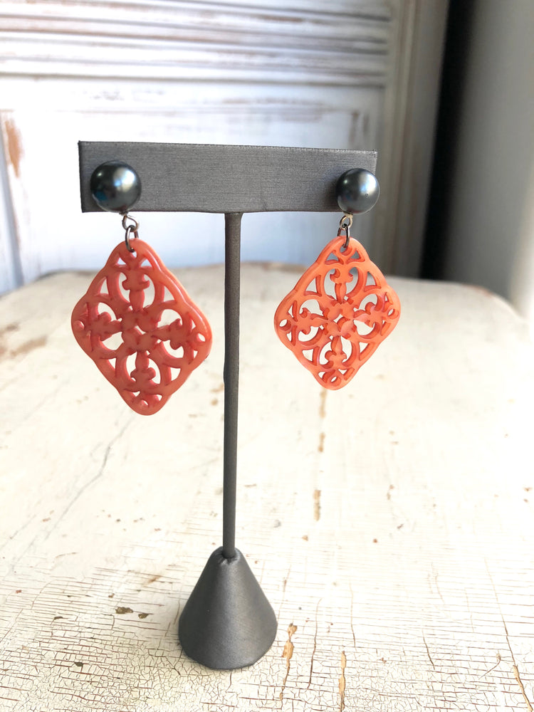 coral satin earrings