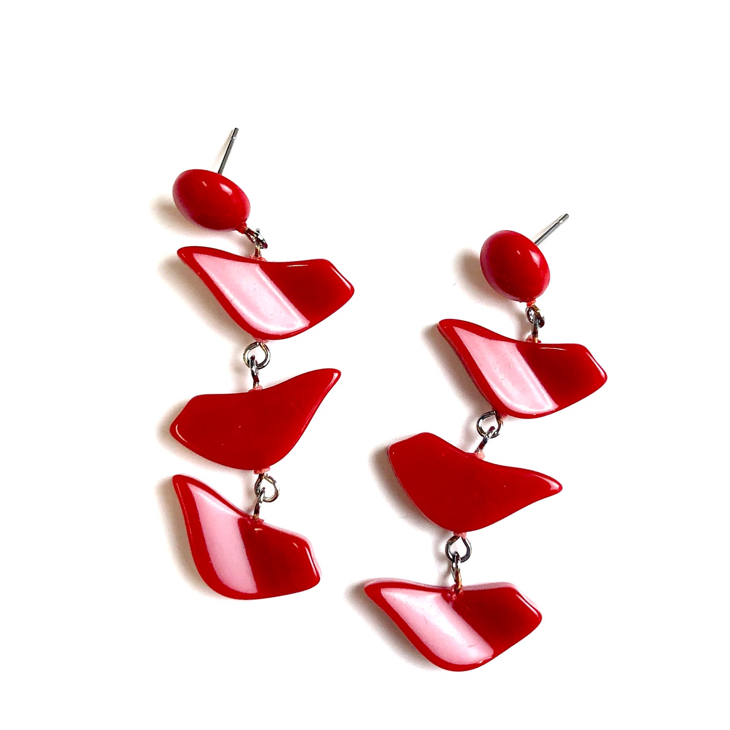 Cherry Red Love Bird Statement Earrings