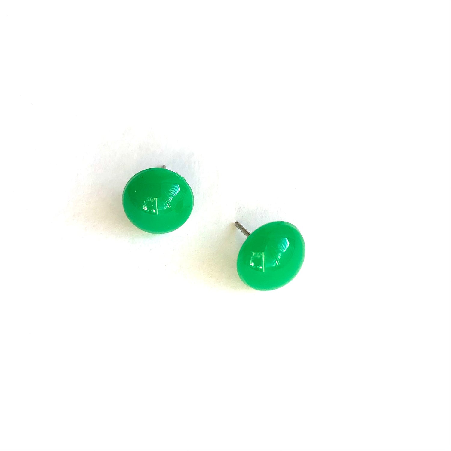 Apple Green Small Retro Button Stud Earrings