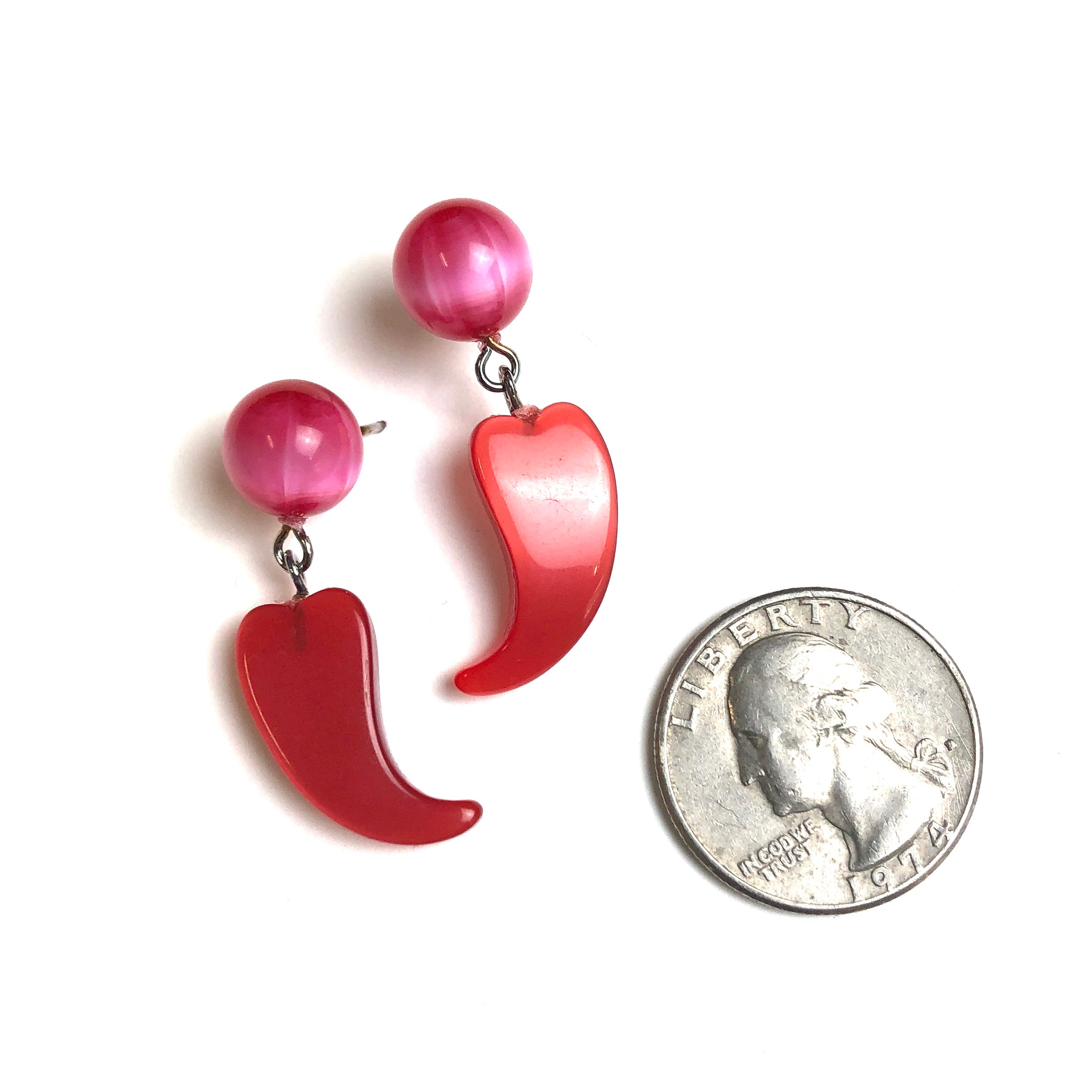 red pink earrings
