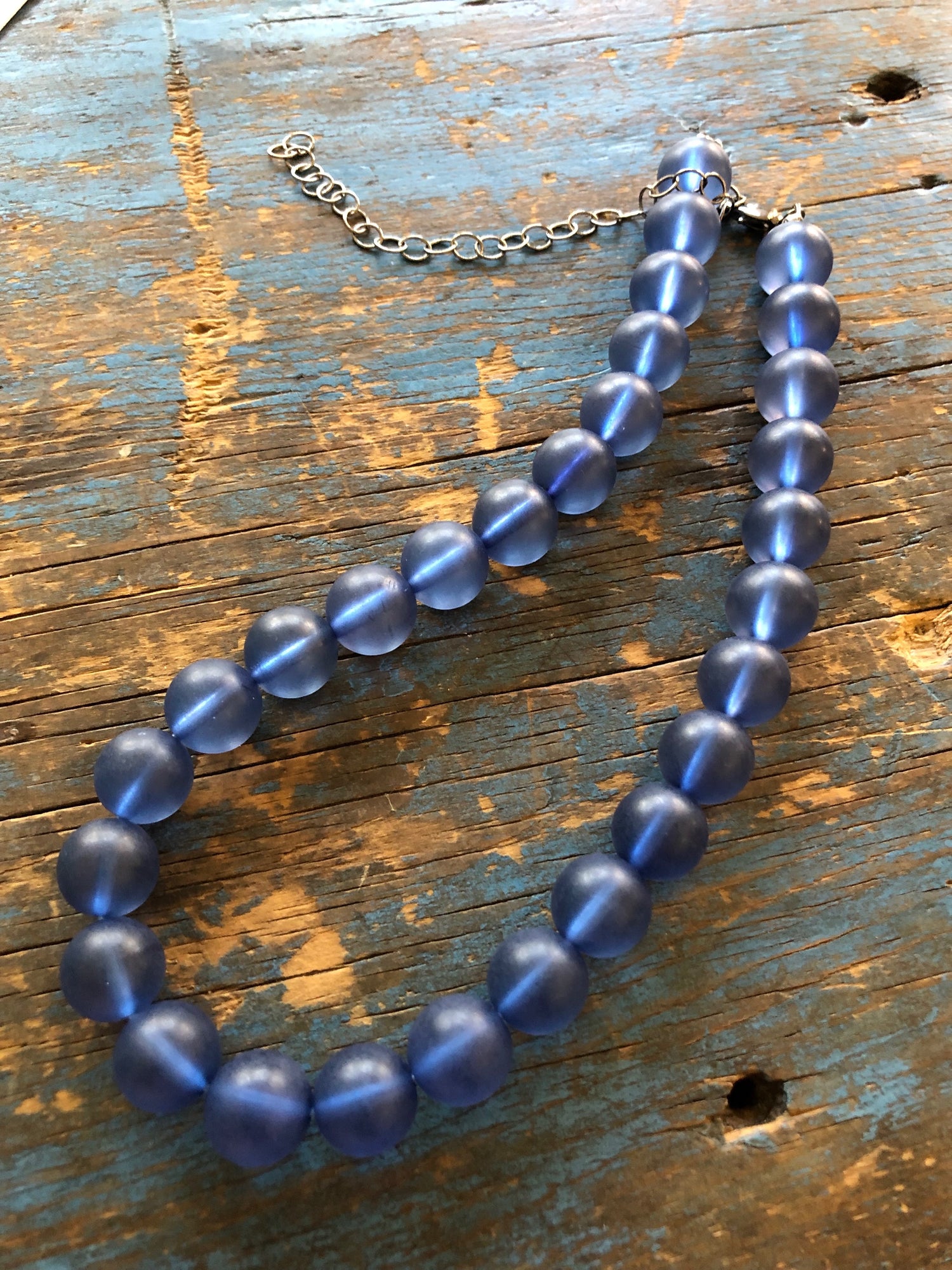 frosted blue necklace