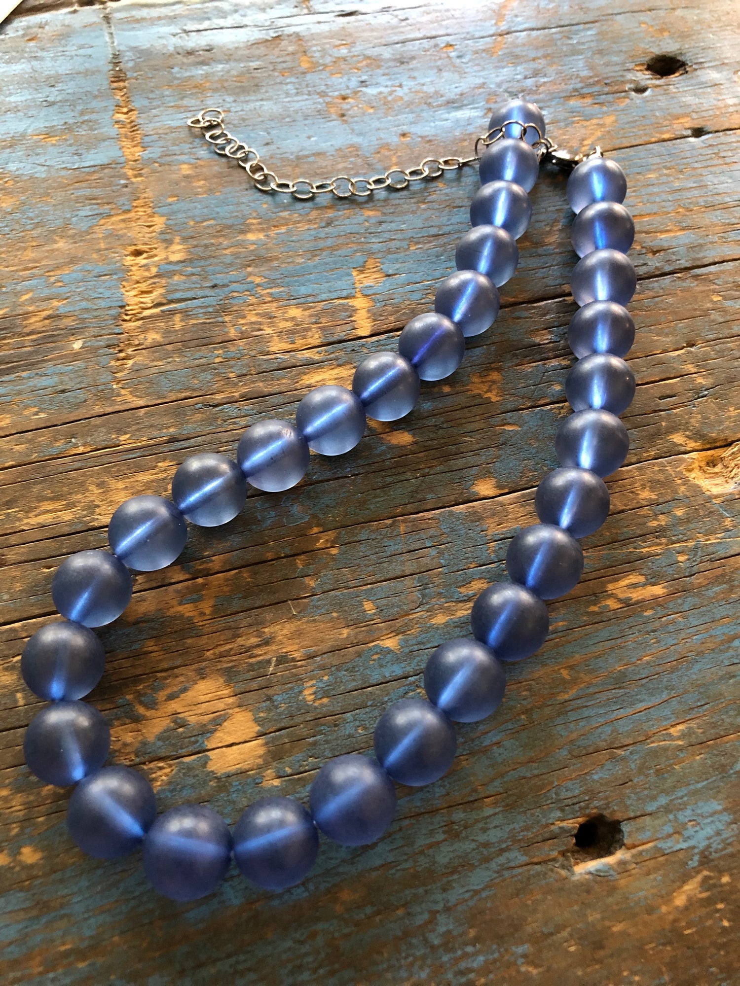 blue frosted lucite necklace