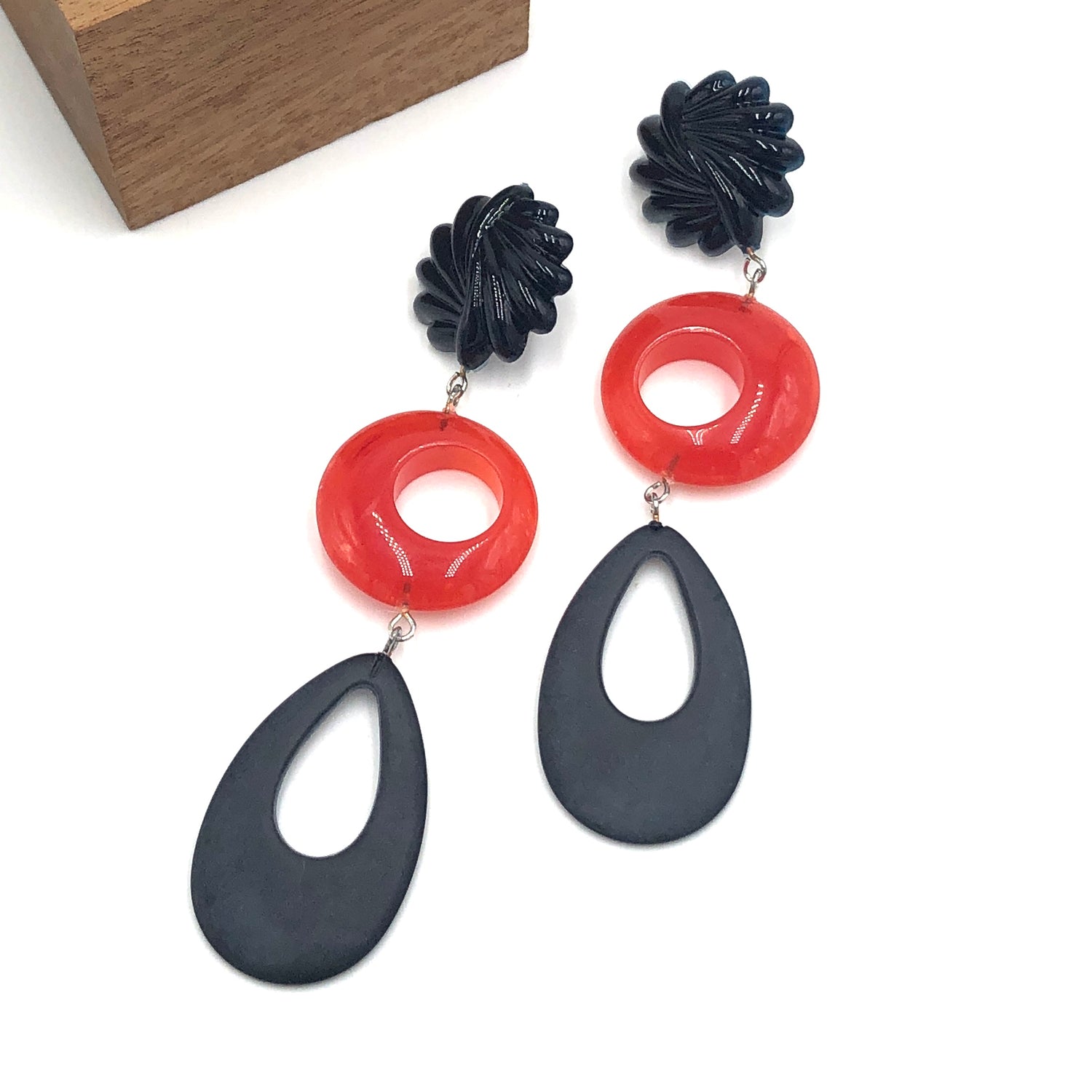 black and red earrings