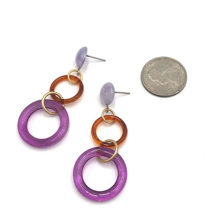purple donut earrings