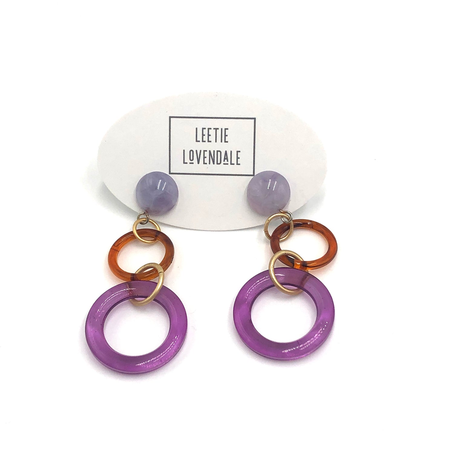 tortoise and purple earrings