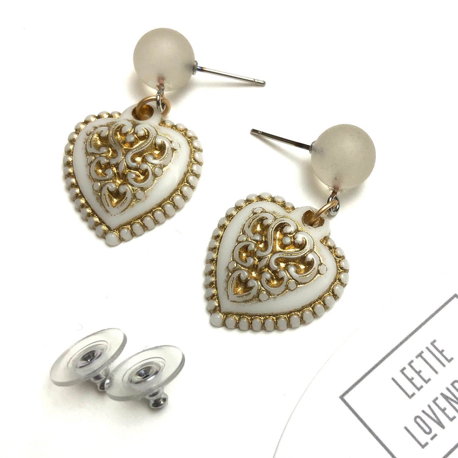 white gold heart earrings