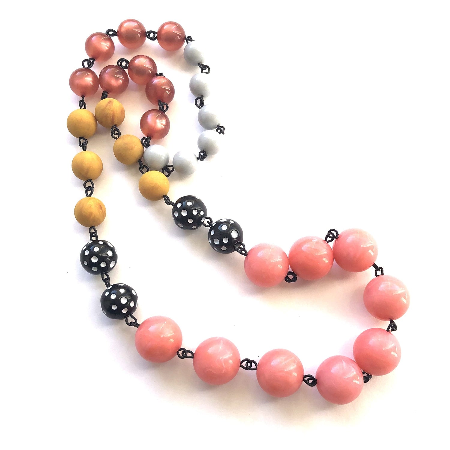 pink coral mustard necklace