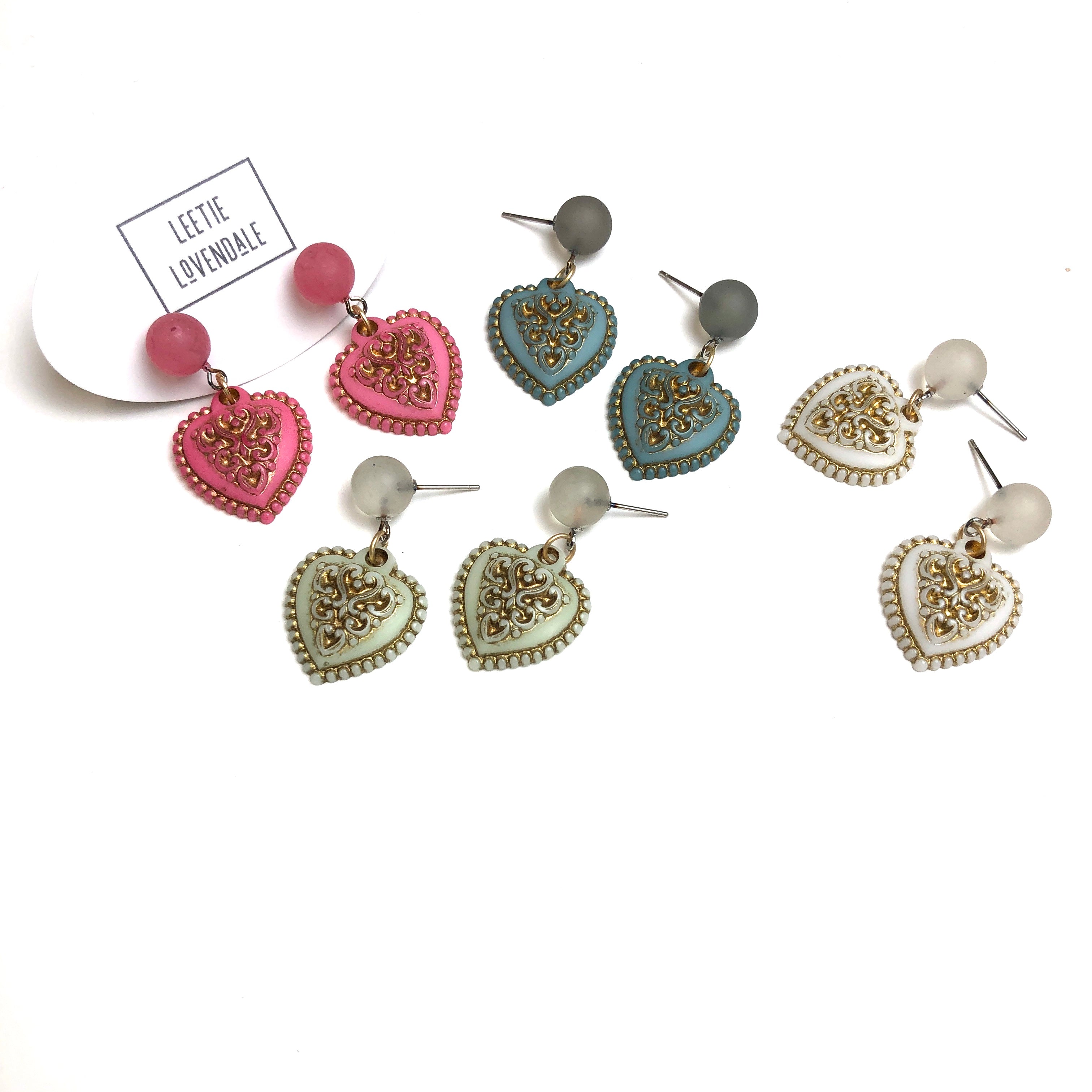 vintage heart earrings