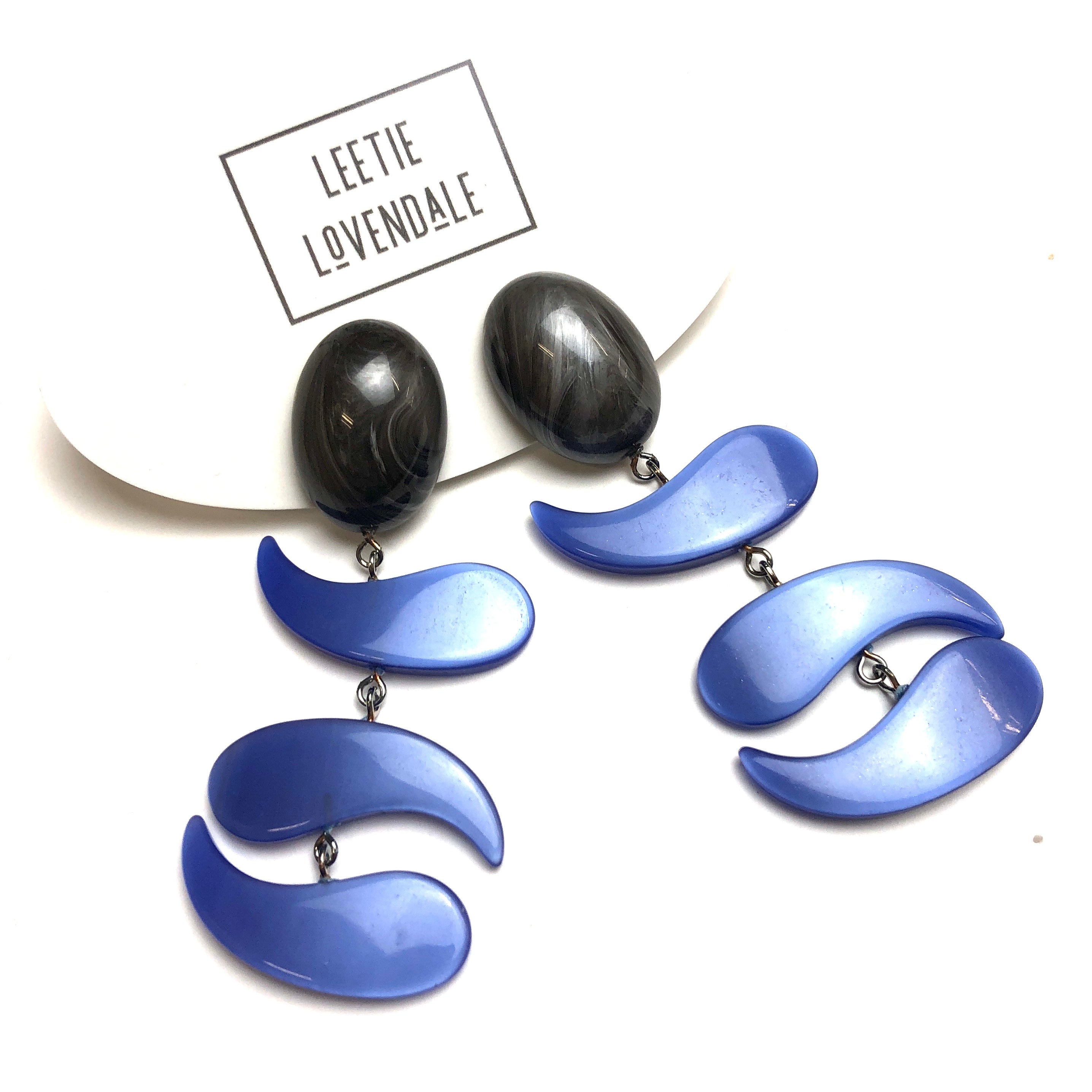 Periwinkle &amp; Charcoal Moonglow Statement Earrings
