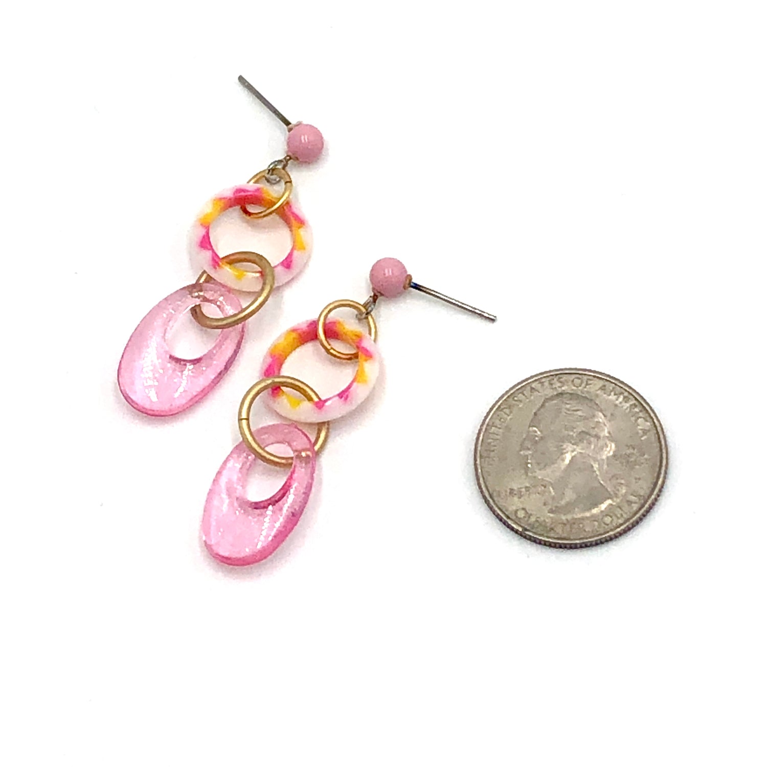 pastel pink glitter earrings