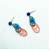 coral blue link earrings