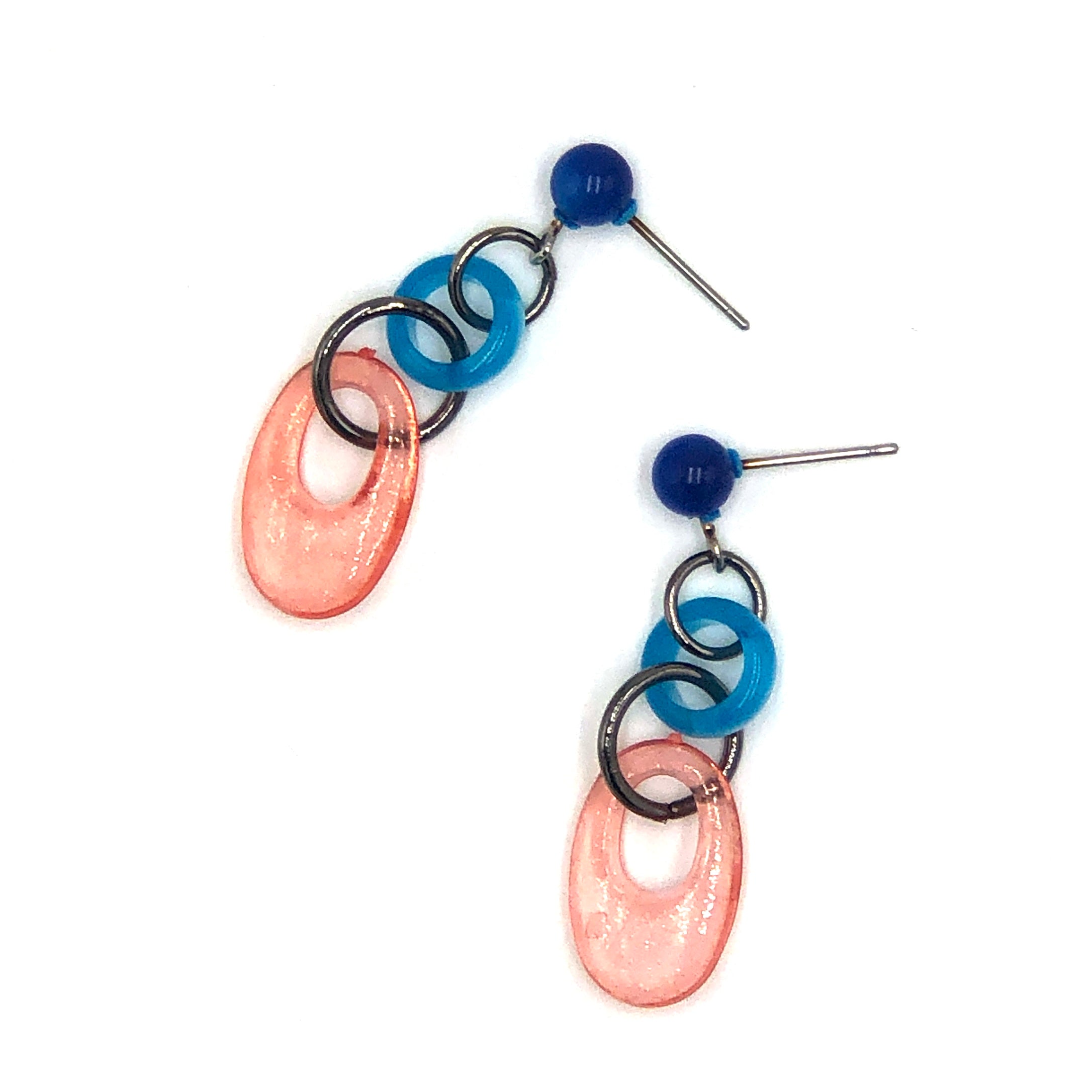 peach blue earrings