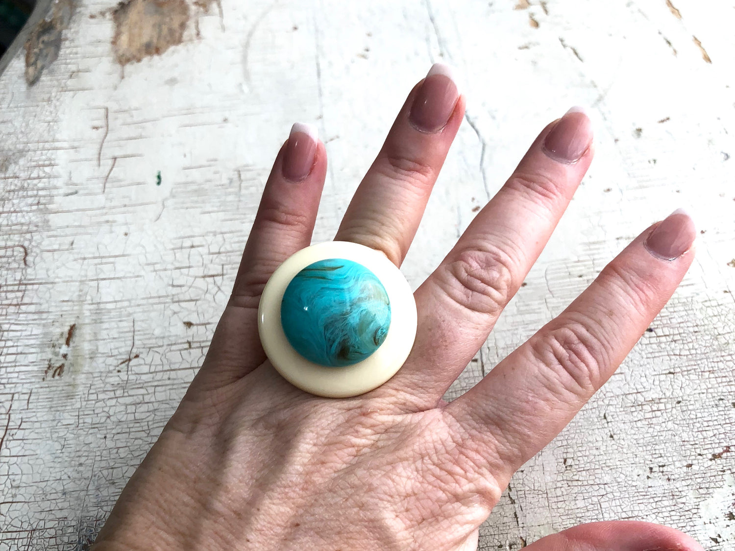 turquoise lucite ring