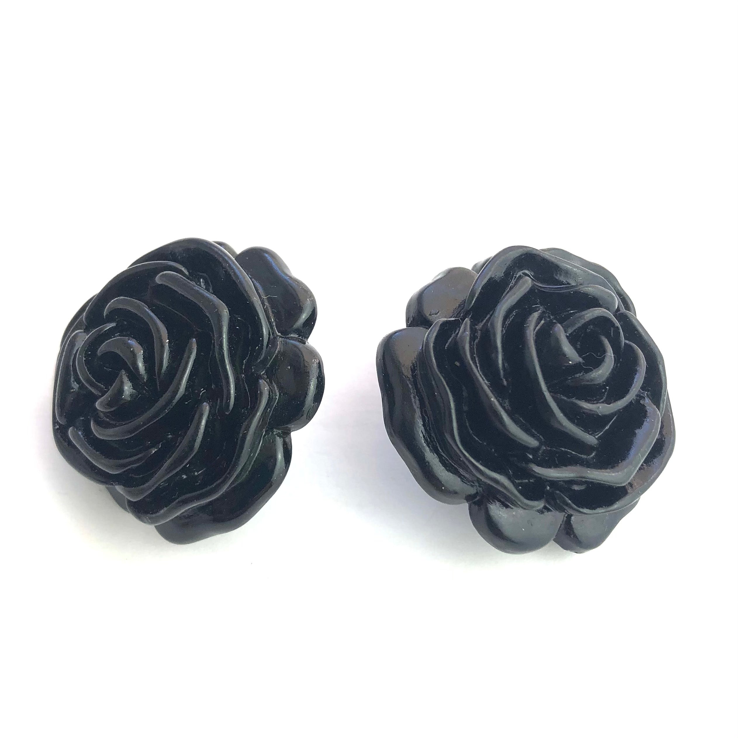 black flower earrings
