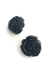black carved earrings