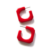 cherry red square hoops