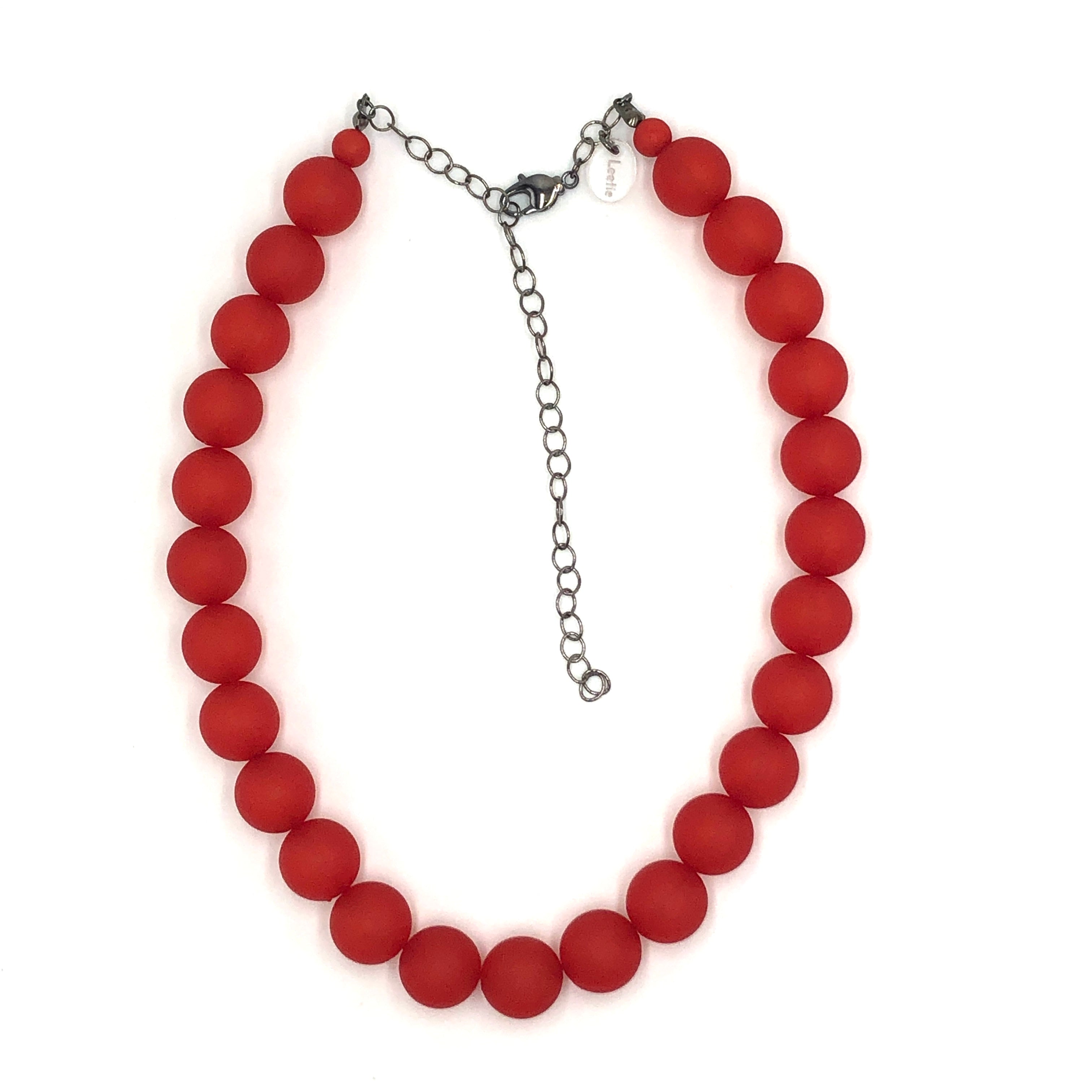 deep red frosted necklace