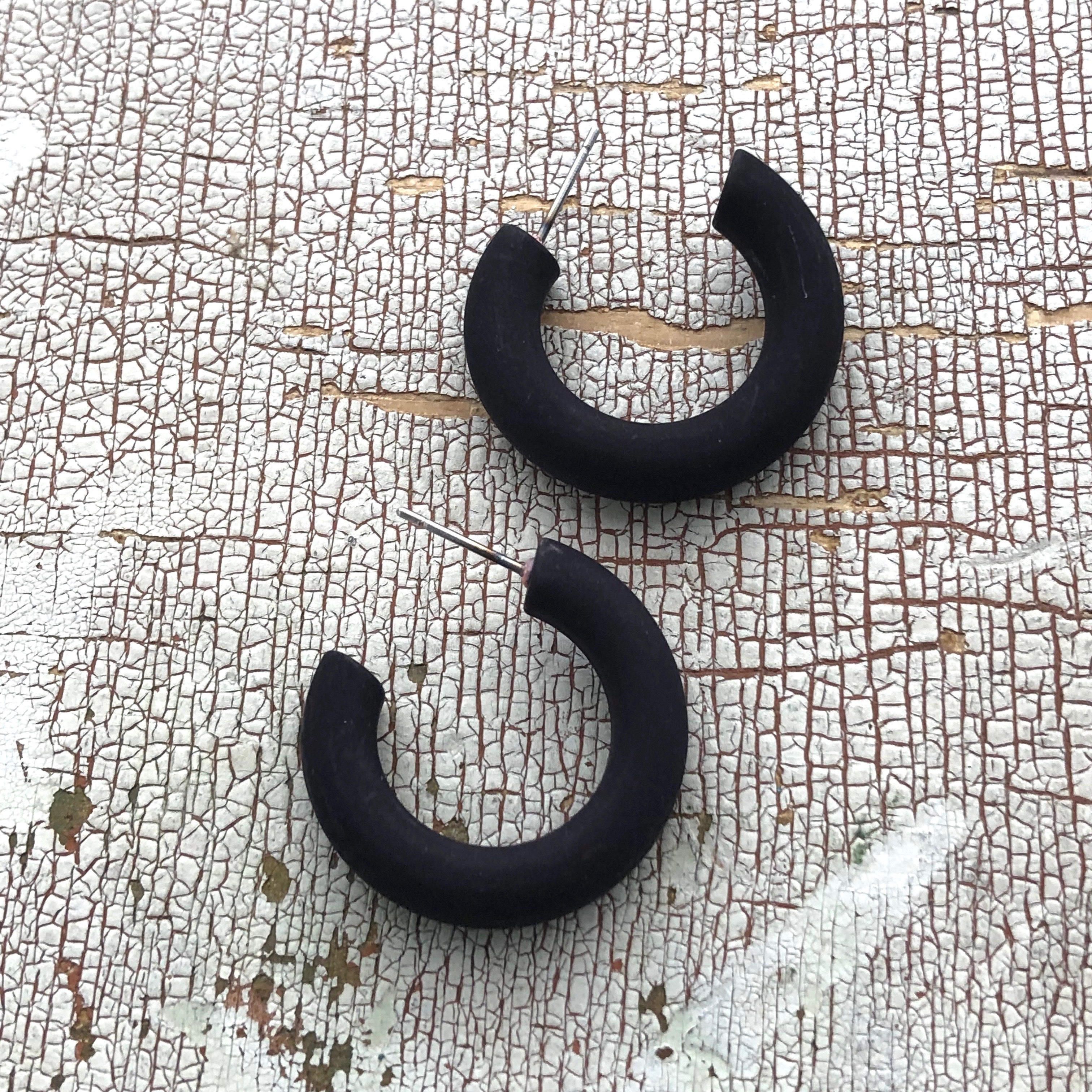 frosted black earrings