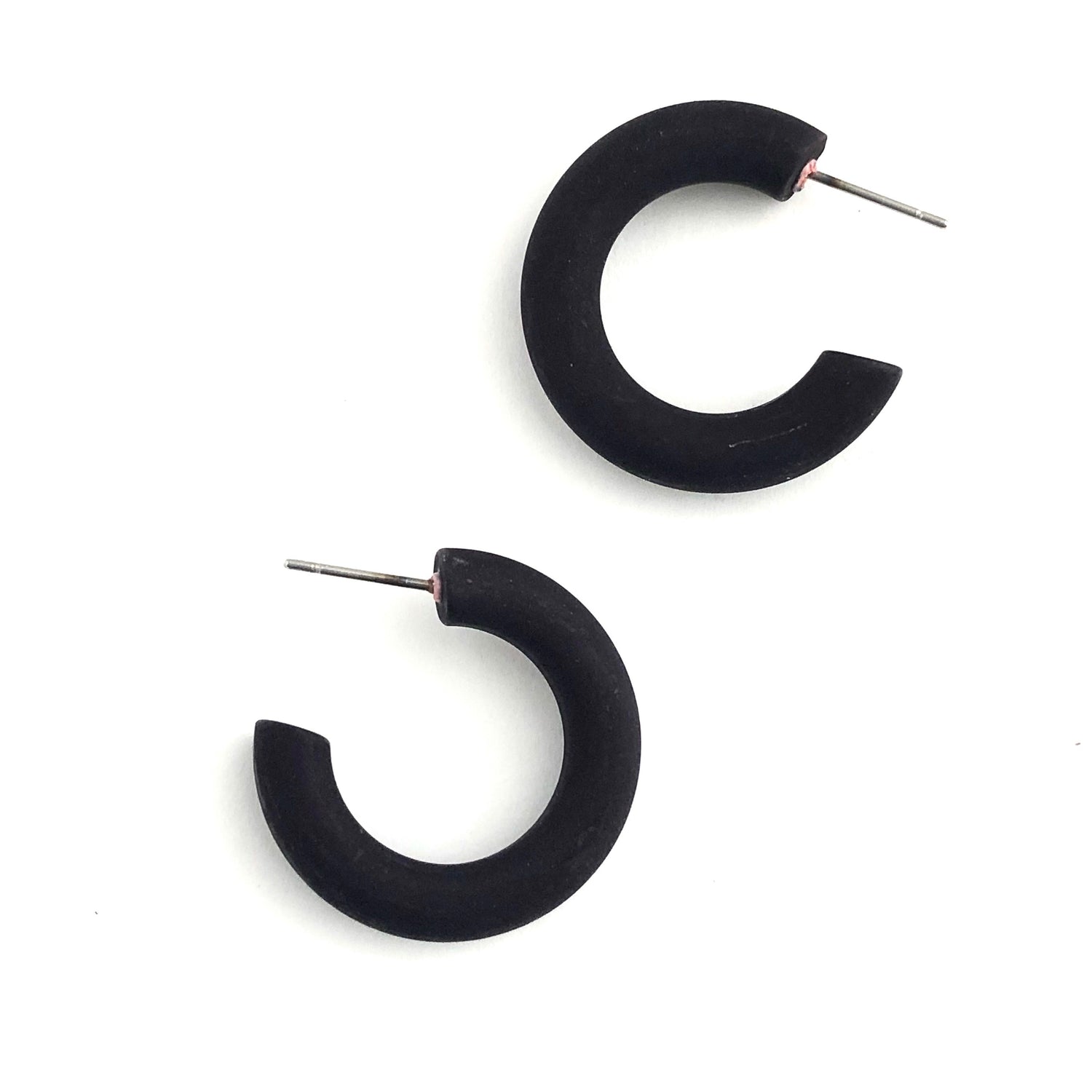 black tube hoop earrings