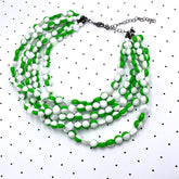 green and white beads