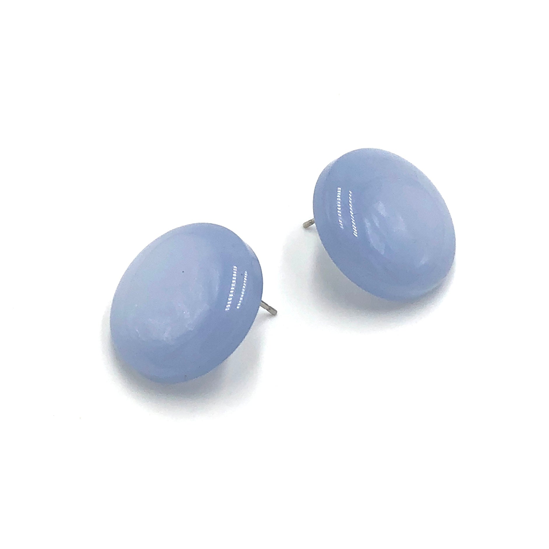 Ice Blue Moonglow Disc Stud Earrings