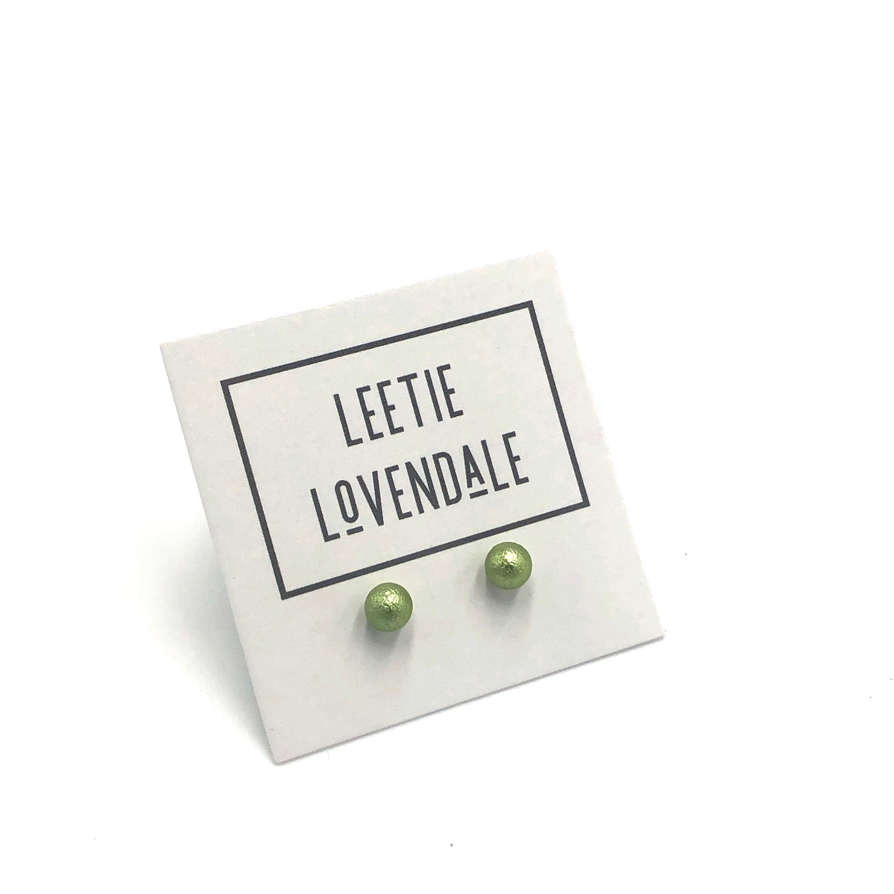 Sage Green Pitted Tiny Ball Stud Earrings