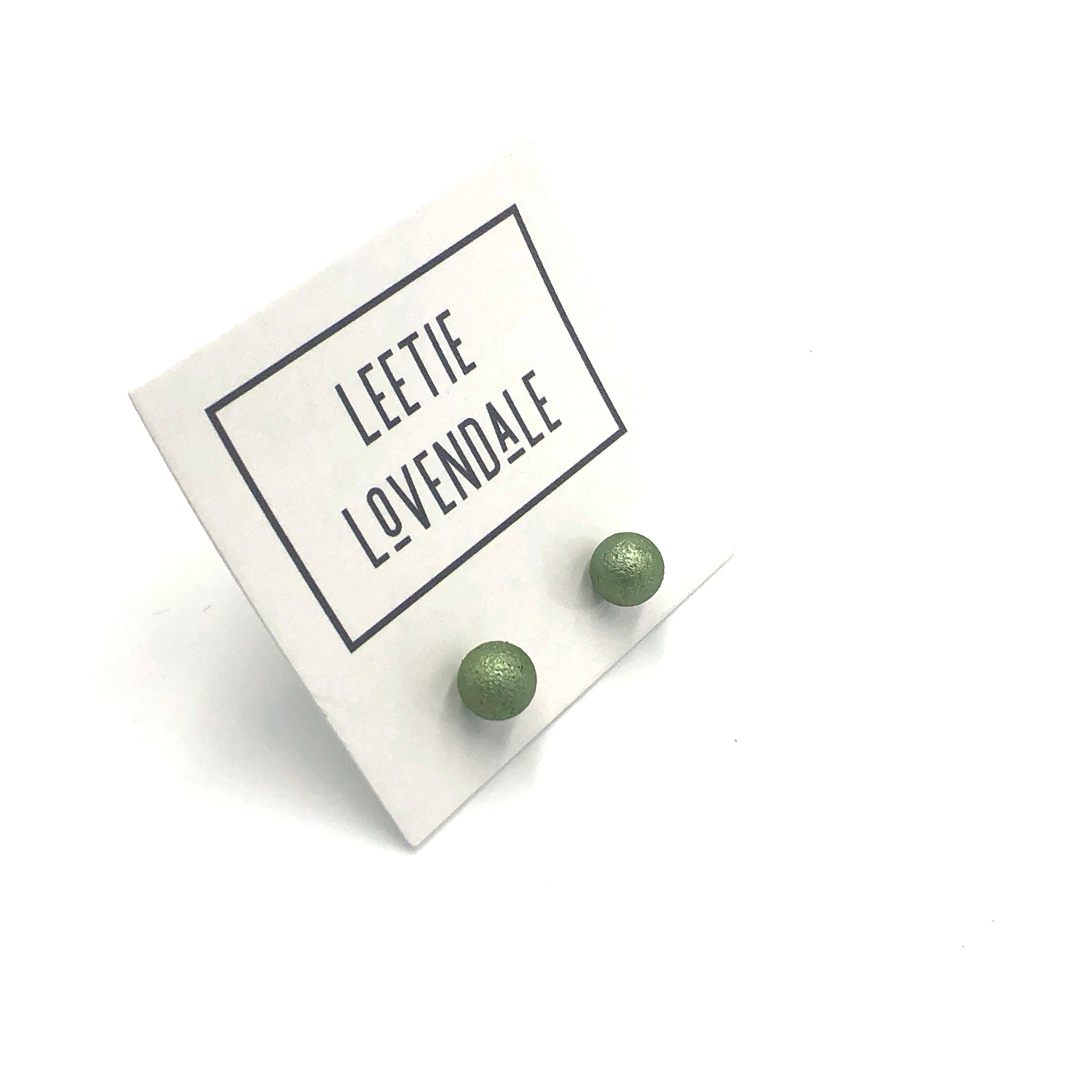 Sage Green Pitted Small Ball Stud Earrings