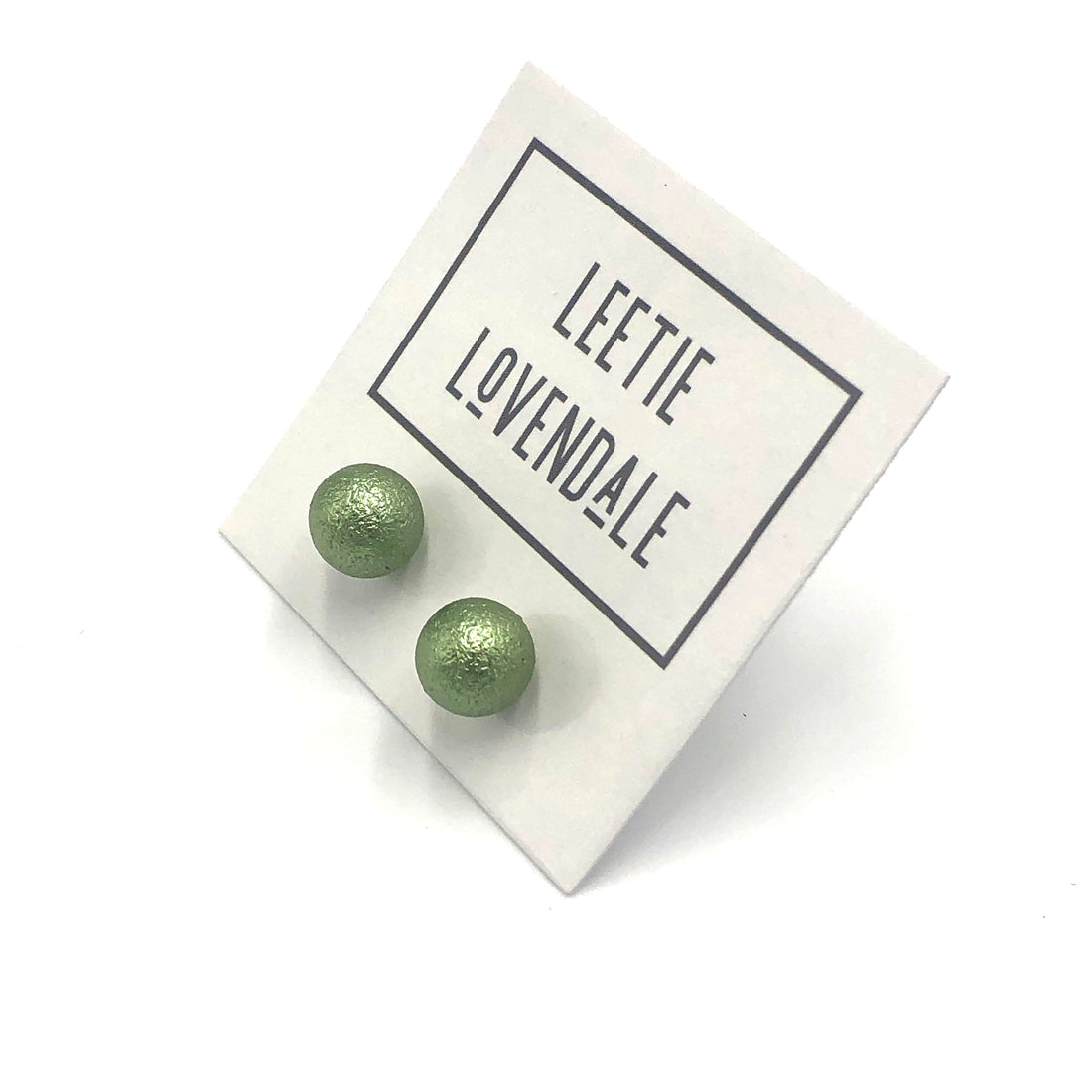 Sage Green Pitted Large Ball Stud Earrings