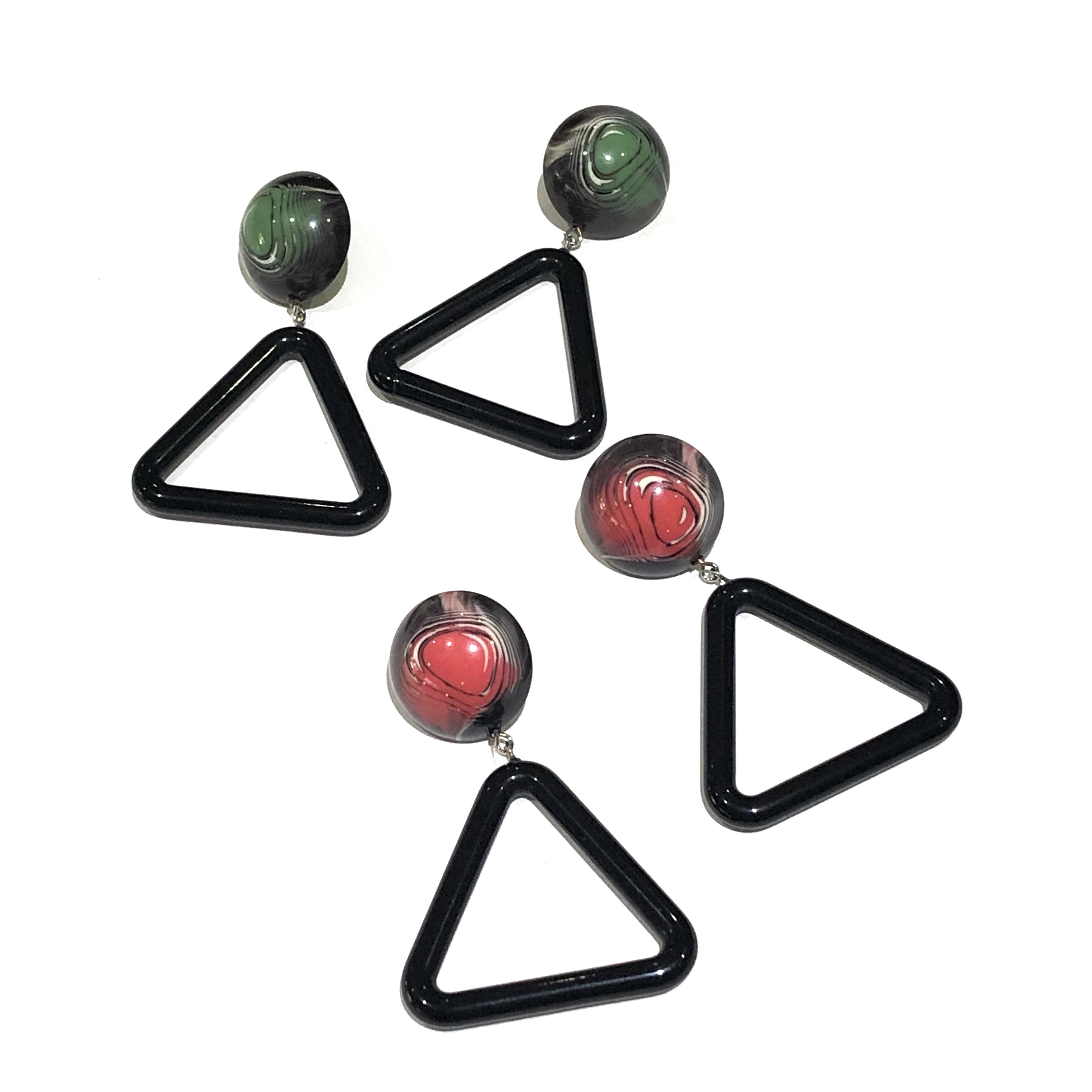 marbled agate triangle earrings