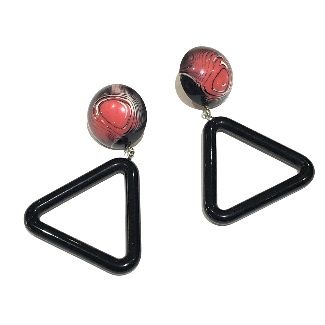 pink retro triangle earrings