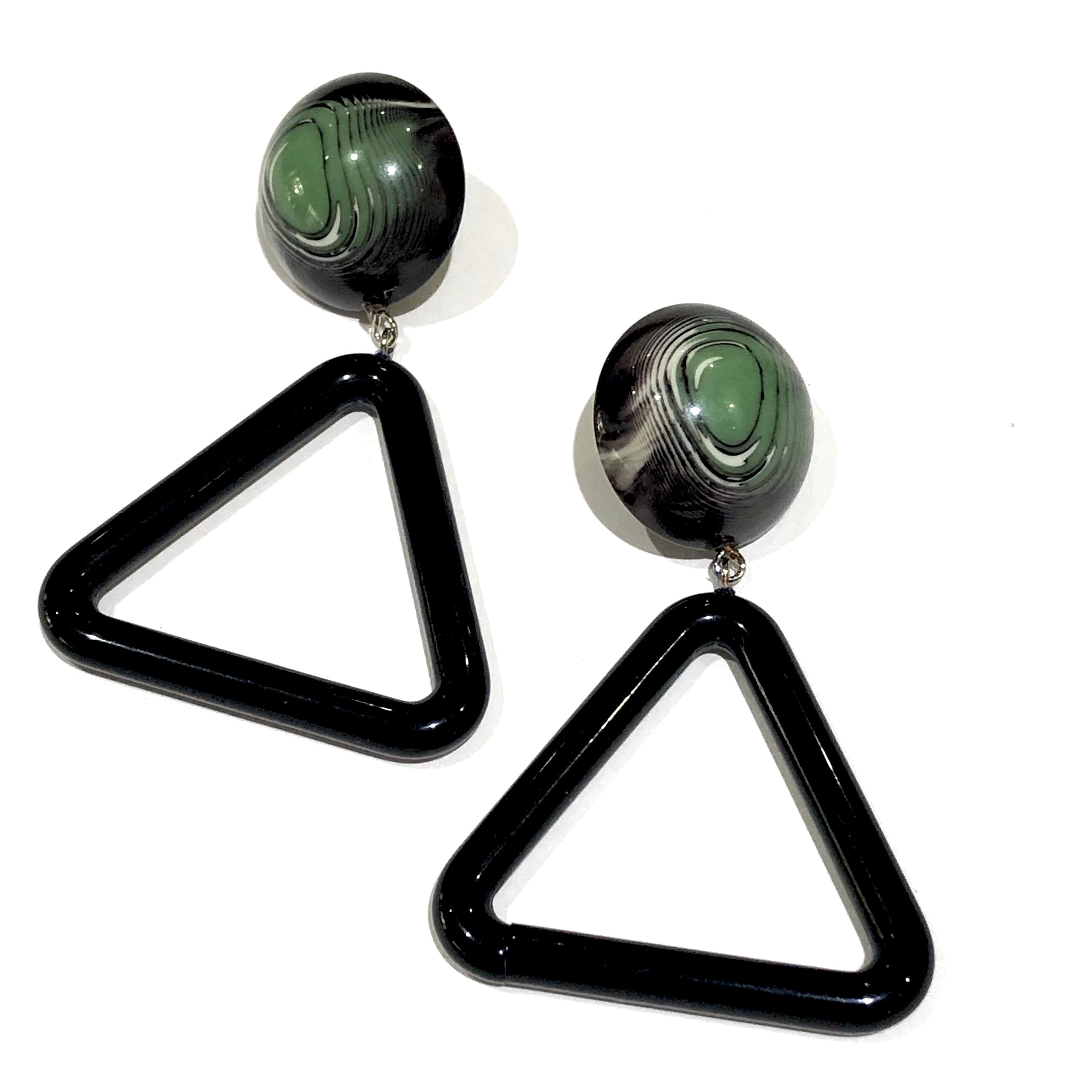 green statement earrings