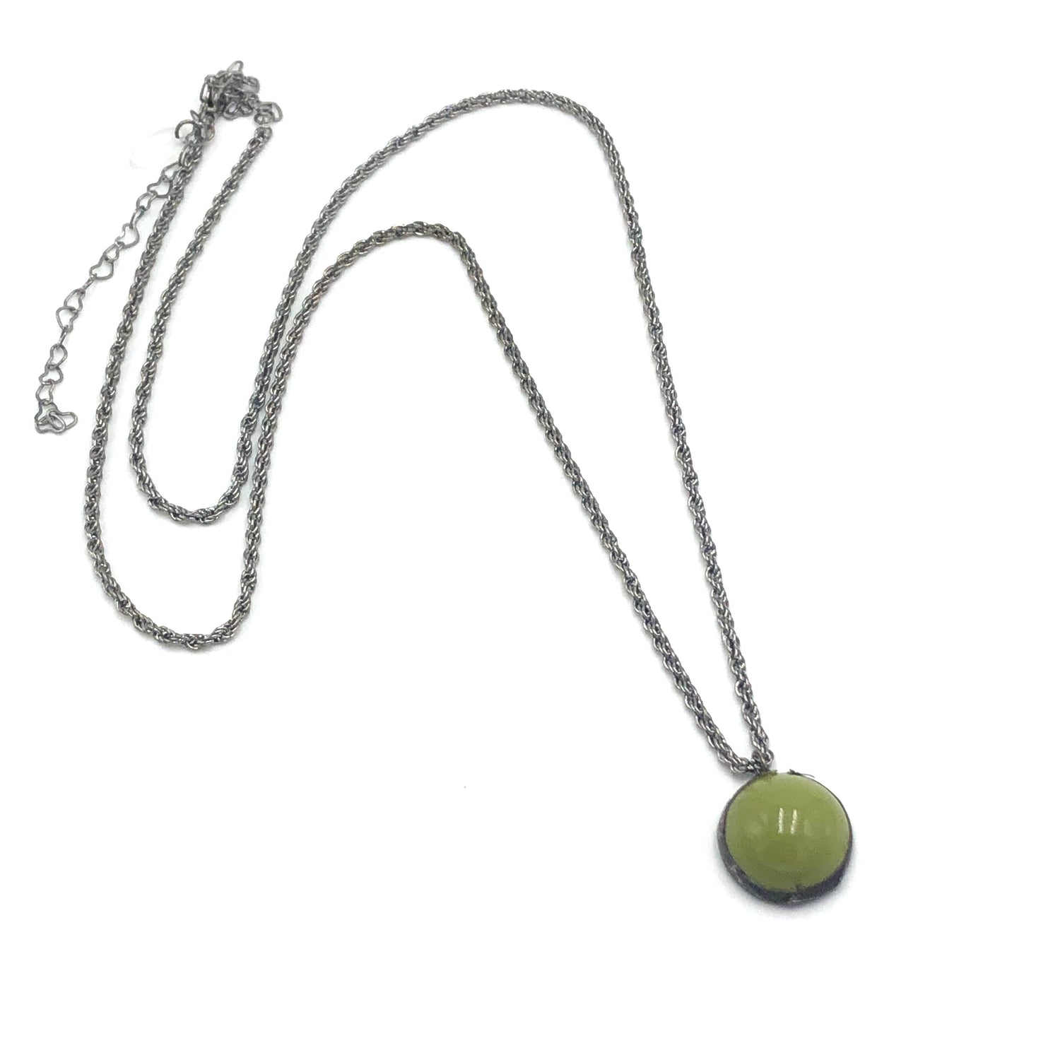 Olive Green &amp; Gun Metal Layering Necklace - Long
