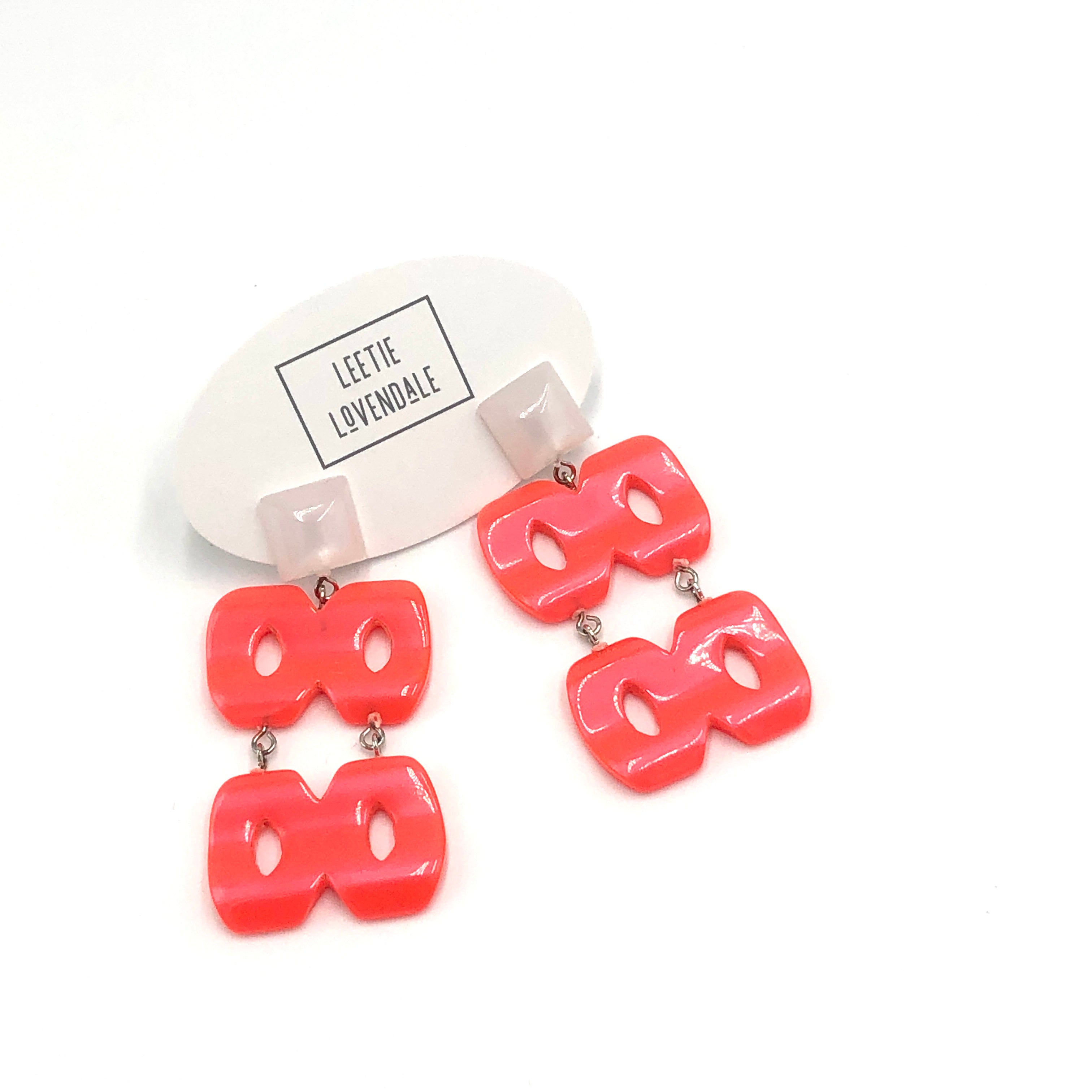 Neon Melon Hinged Moonglow Statement Earrings *