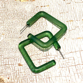 green acrylic square hoop earrings