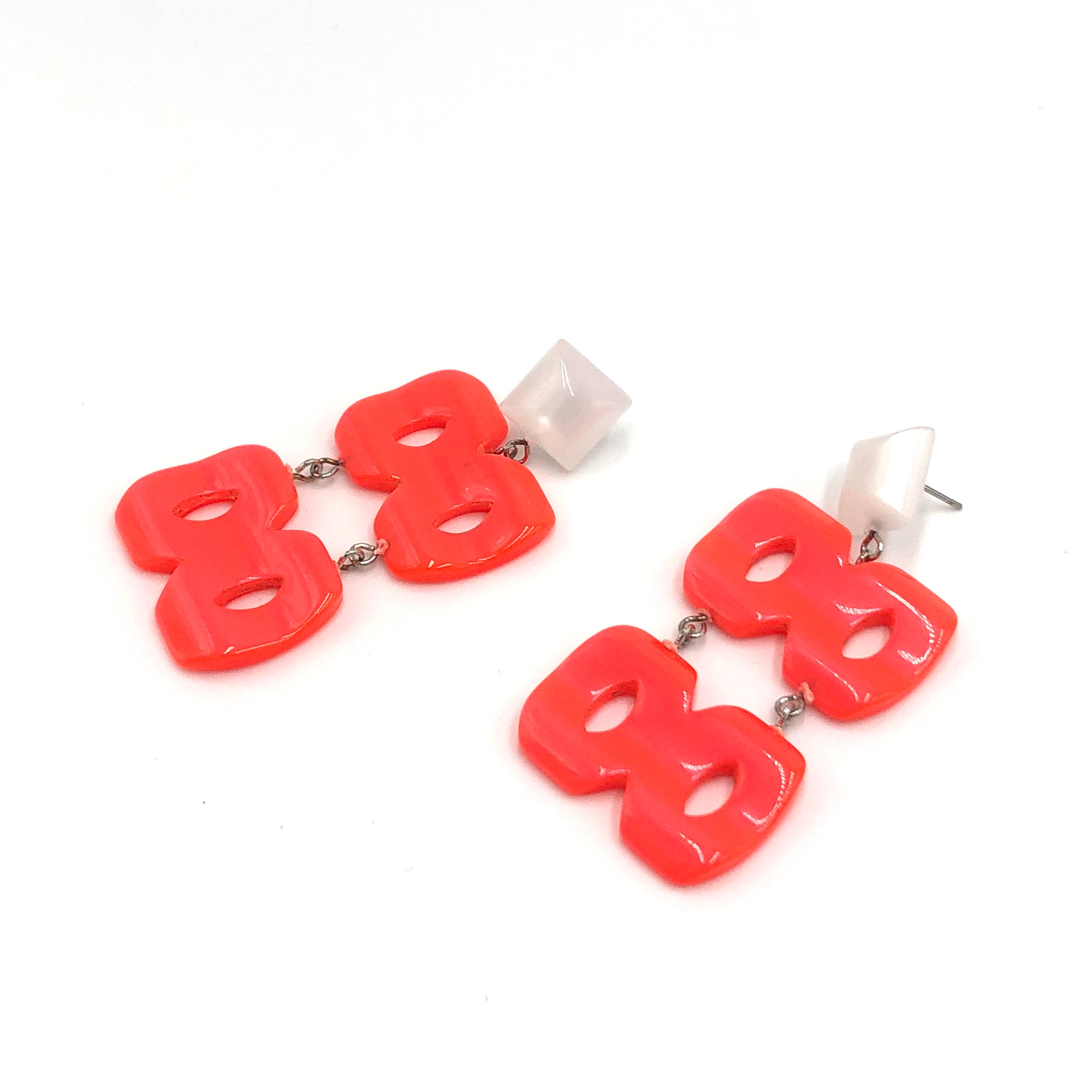 Neon Melon Hinged Moonglow Statement Earrings *