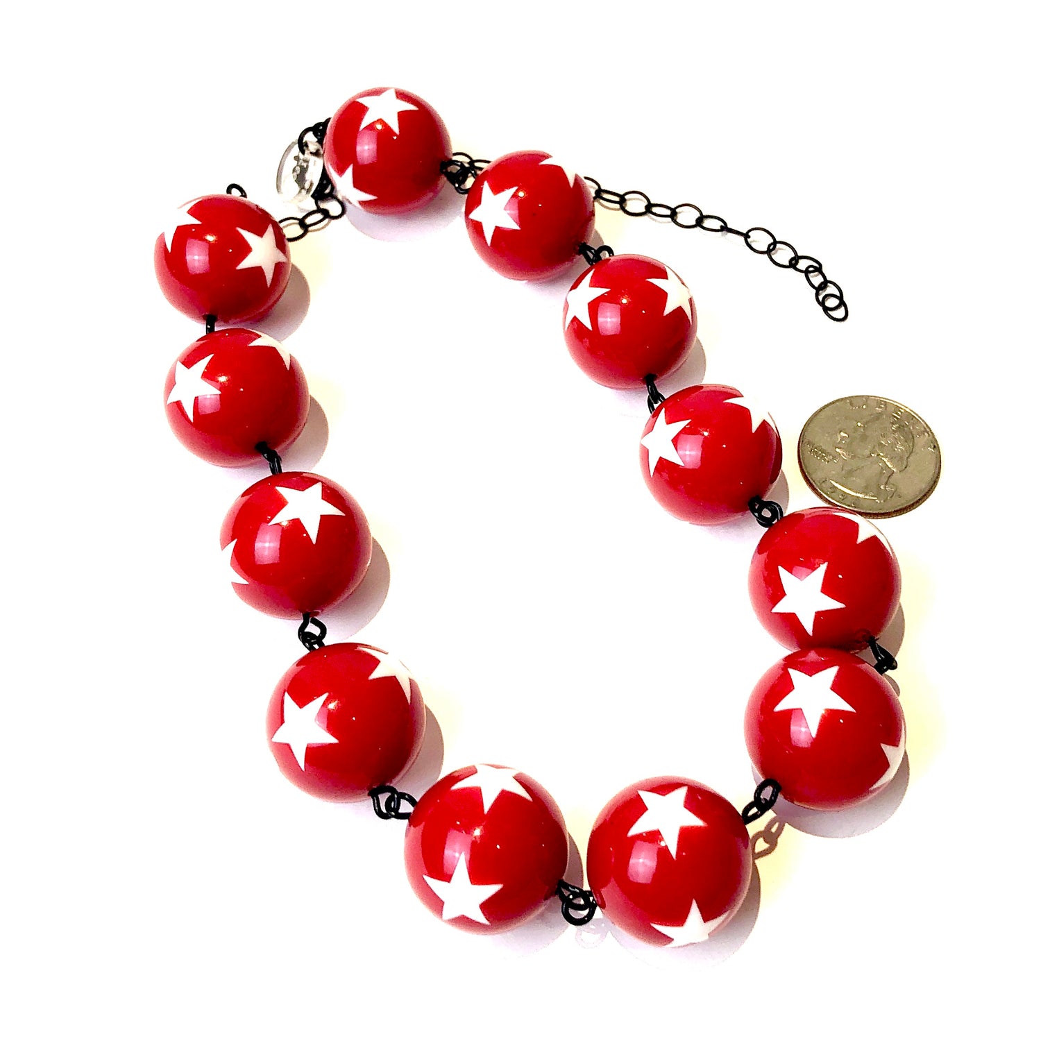 red white necklace