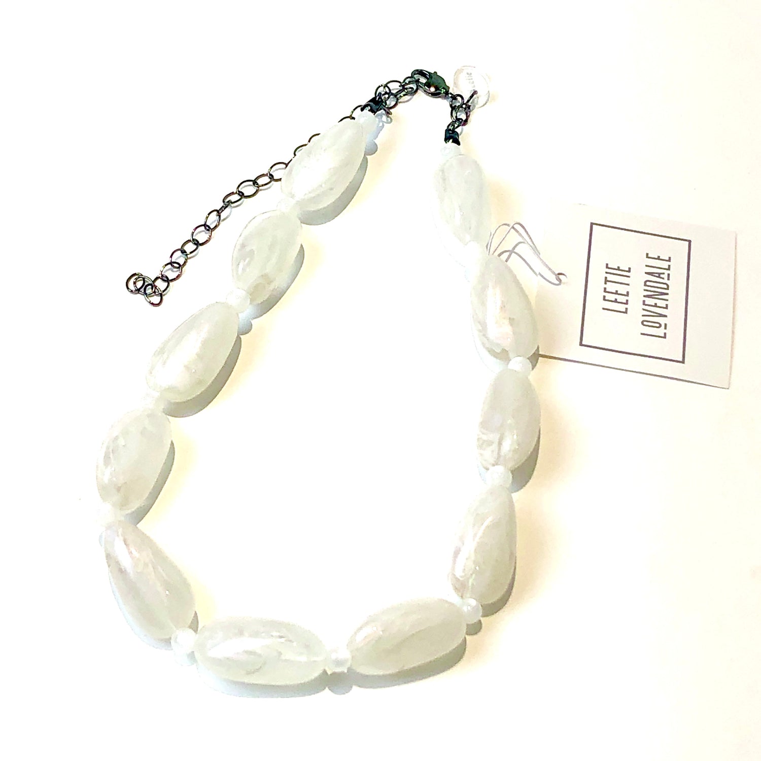 white oval necklace