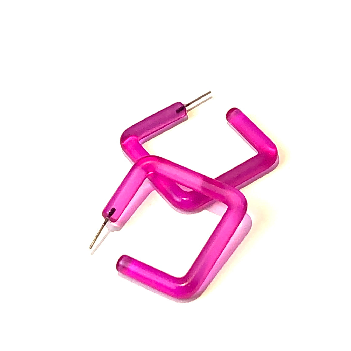 hot pink square hoops