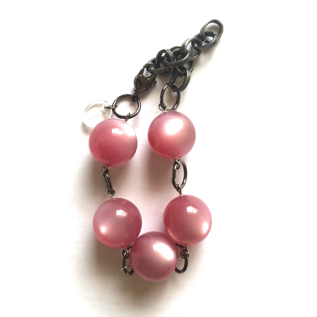 Dusty Rose Pink Moonglow Lucite Bubble Stations Bracelet