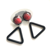 hot pink triangle earrings