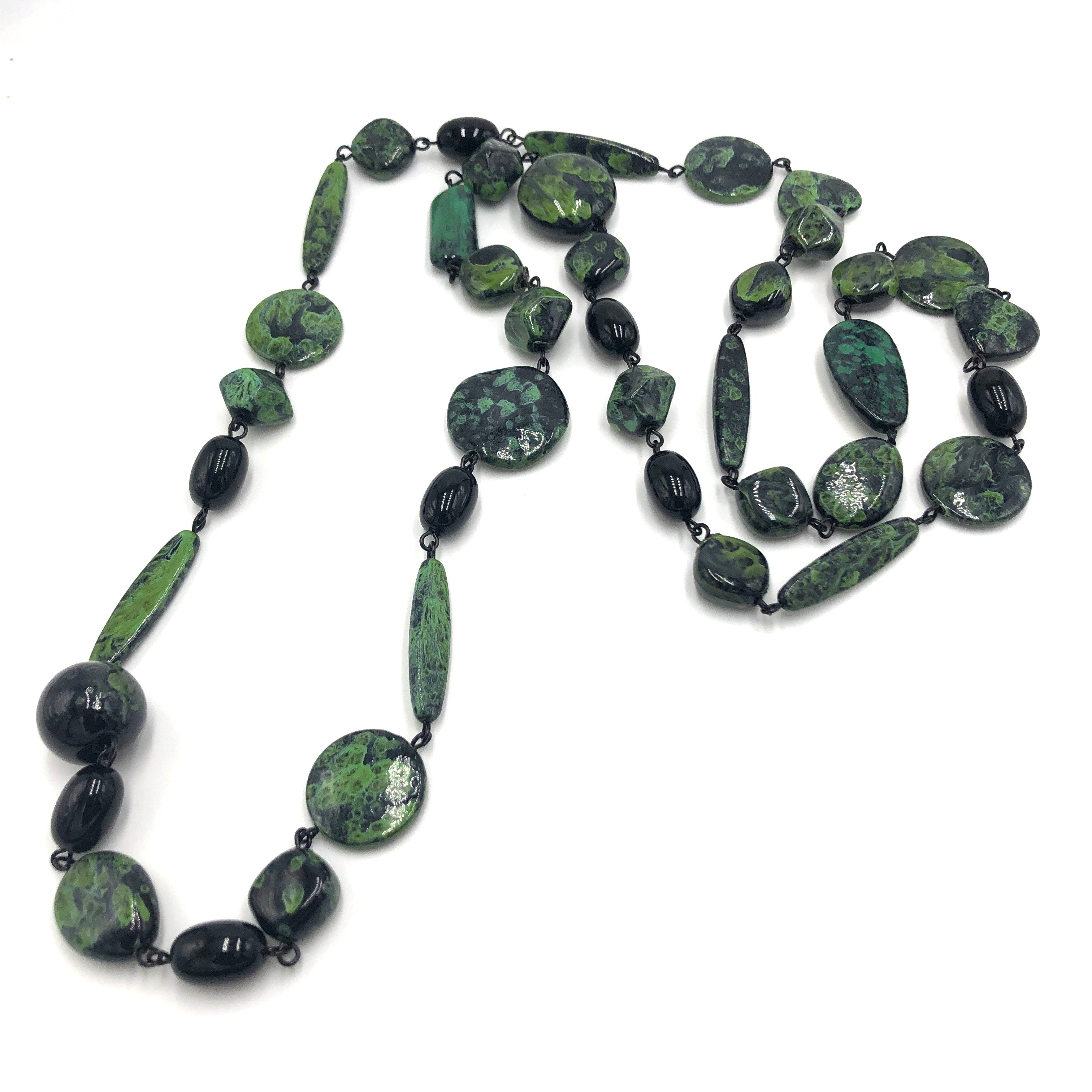 Picasso Black &amp; Green Chain Rope Necklace