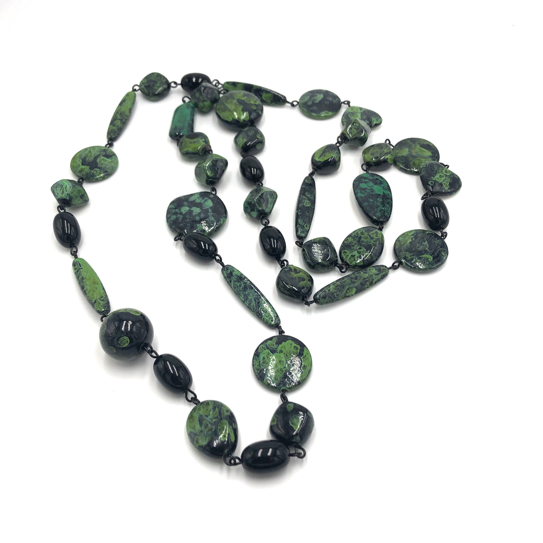 Picasso Black &amp; Green Chain Rope Necklace