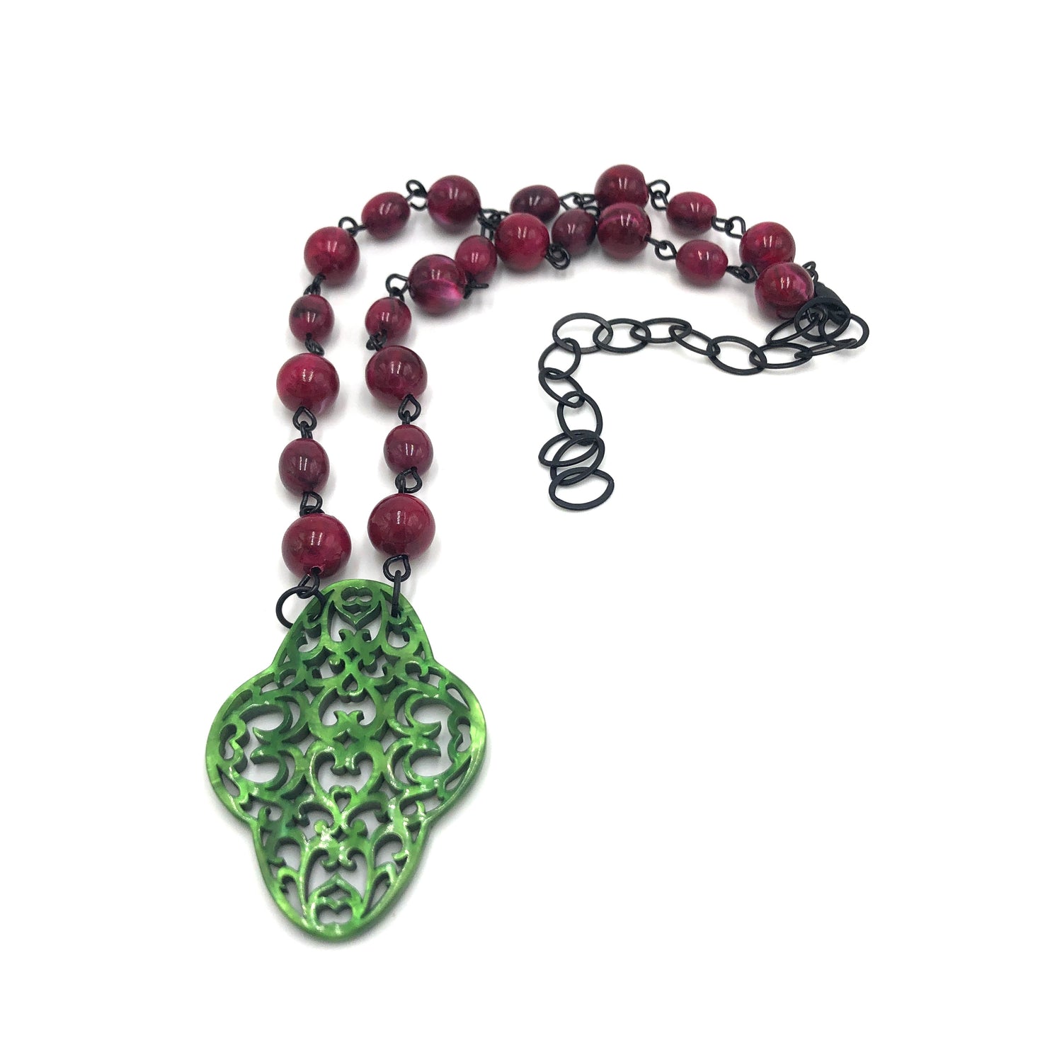 Cranberry &amp; Emerald Aleta Necklace
