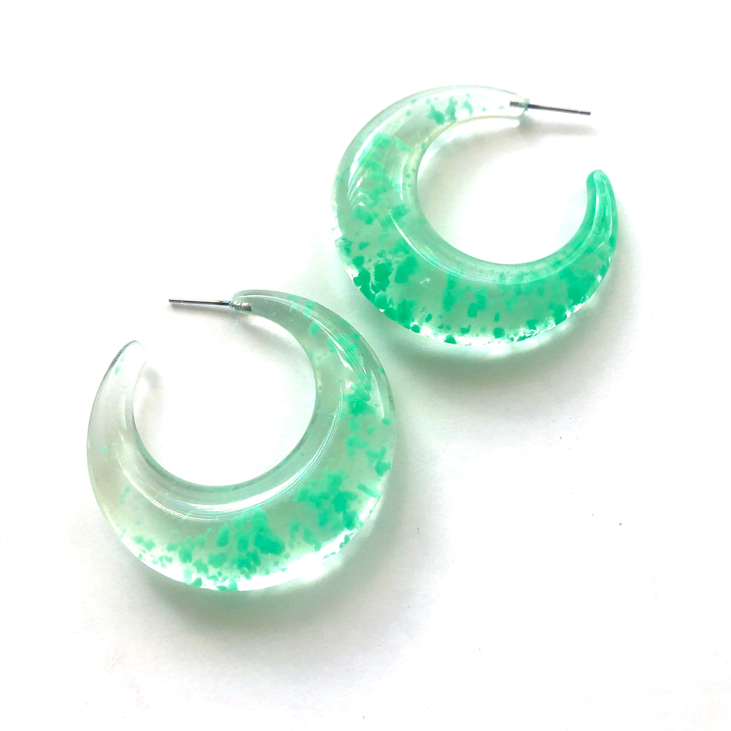 seafoam confetti hoop earrings