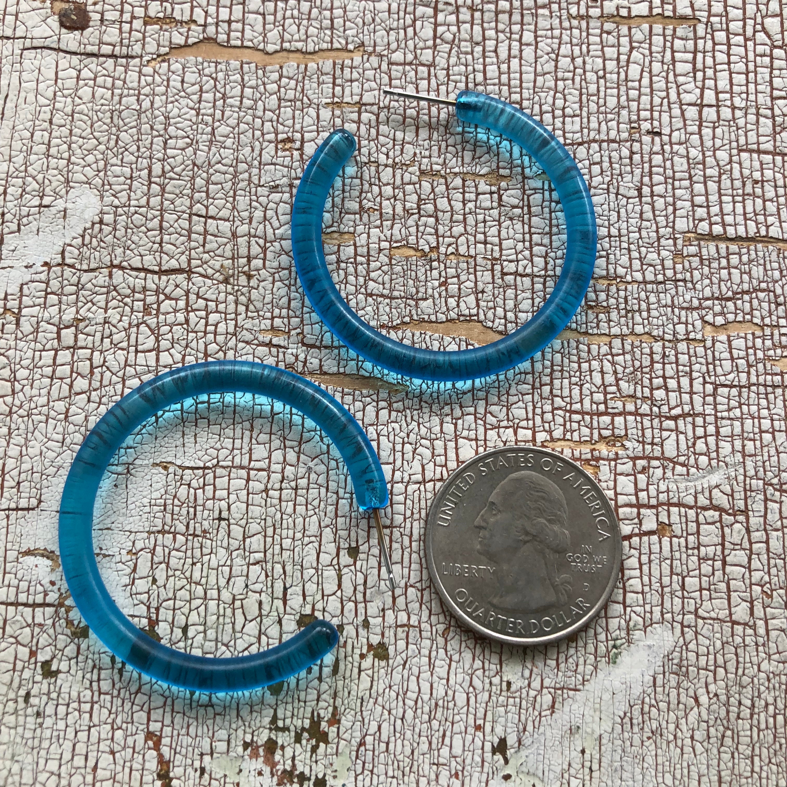 aqua blue hoop earrings