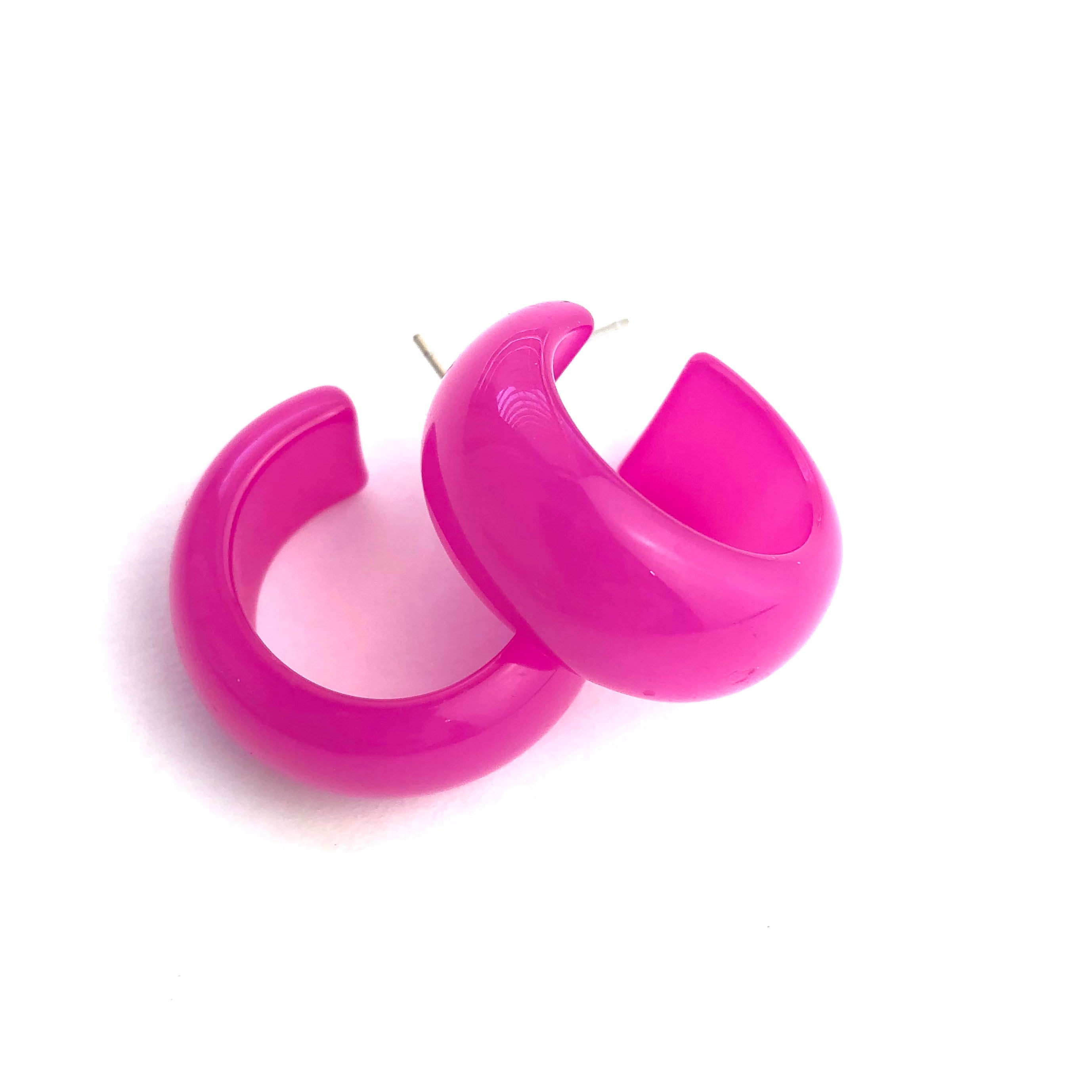 Hot Pink Moonglow Haskell Hoop Earrings