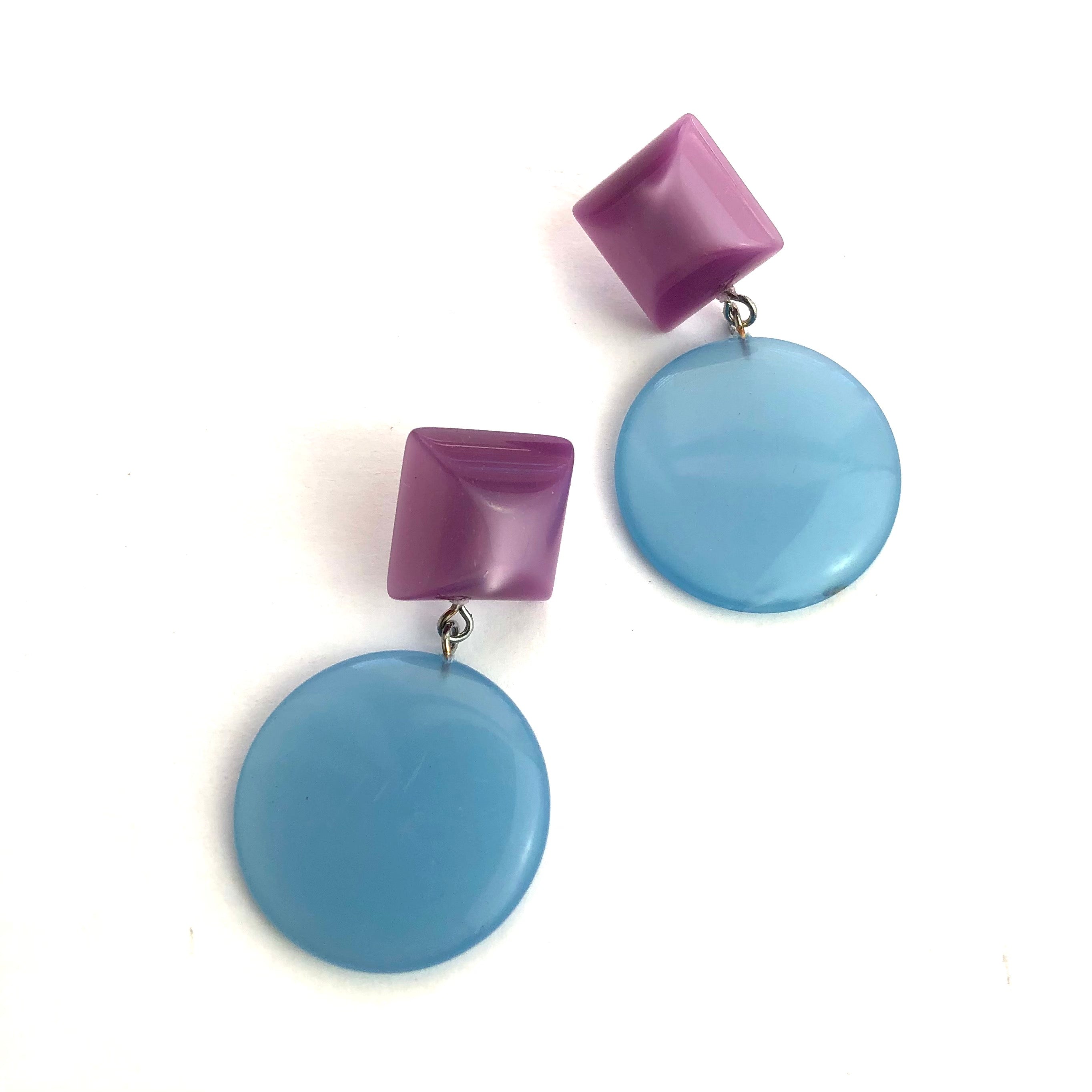 Lilac &amp; Ice Blue Disc Drop Glow Earrings