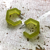 olive green geometric hoops